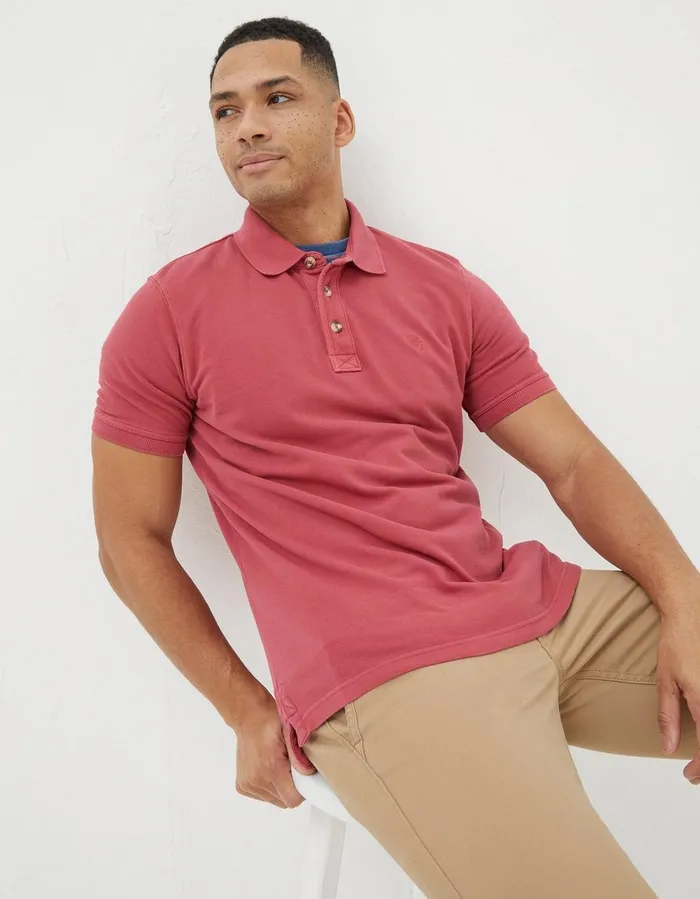 Organic Cotton Pique Polo Pink Men FatFace Polo Shirts