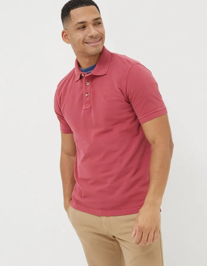 Organic Cotton Pique Polo Pink Men FatFace Polo Shirts
