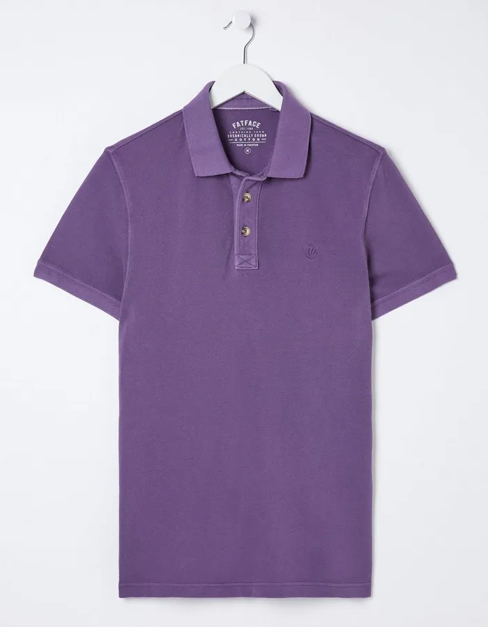 Organic Cotton Pique Polo Purple Men FatFace TShirts