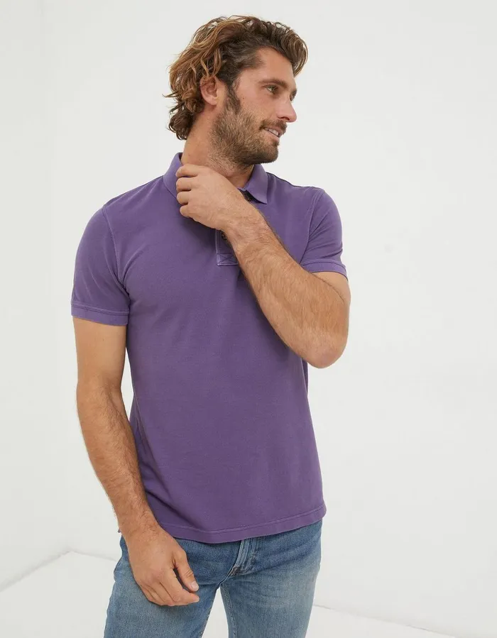 Organic Cotton Pique Polo Purple Men FatFace TShirts