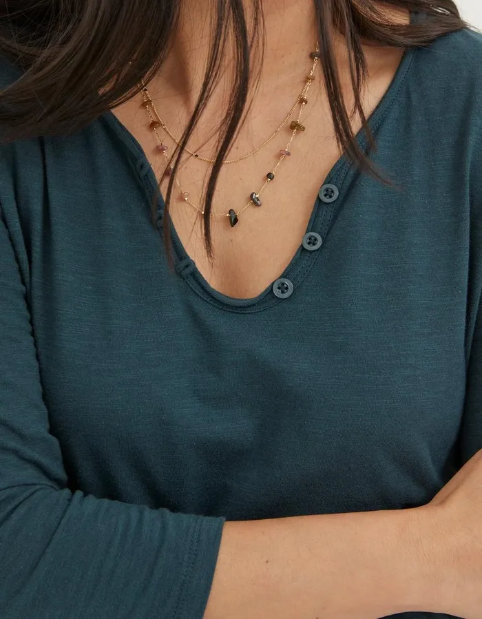 Organic Cotton Porter T Shirt Dark Teal Green Women FatFace Tops and TShirts