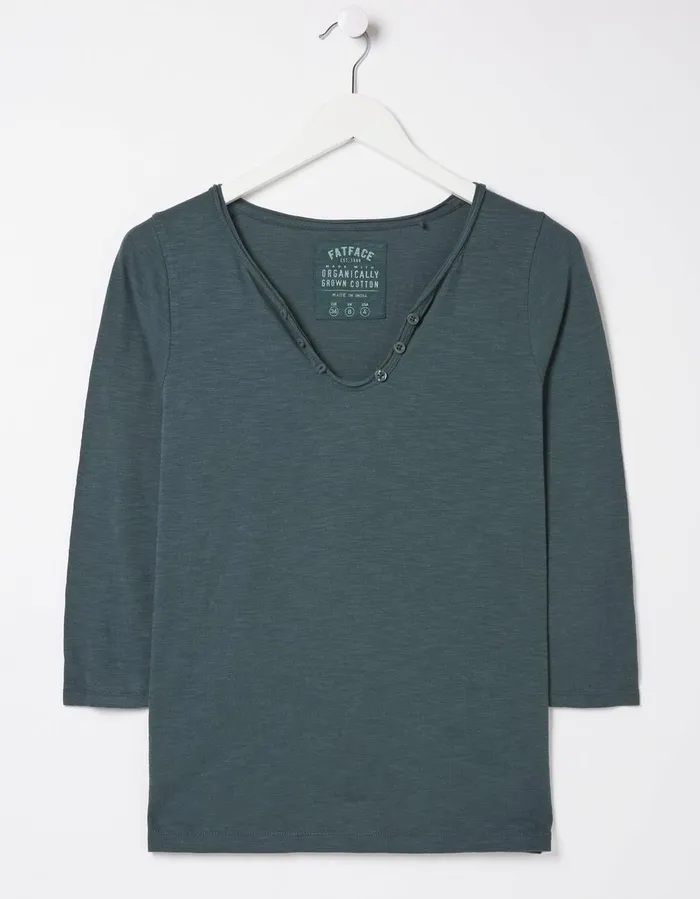 Organic Cotton Porter T Shirt Dark Teal Green Women FatFace Tops and TShirts
