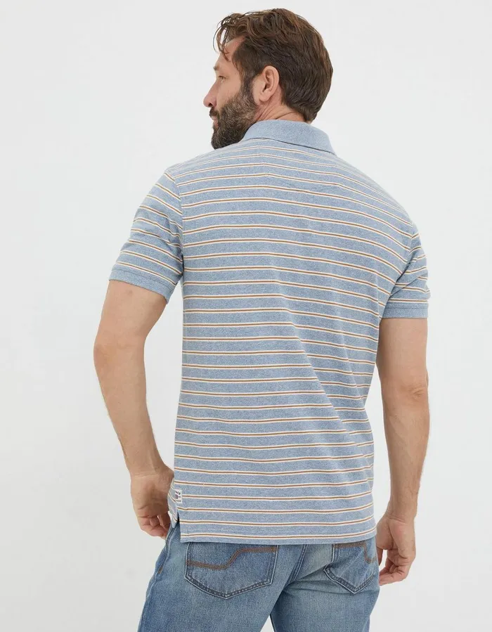 Organic Cotton Stripe Polo Light Blue Men FatFace Polo Shirts