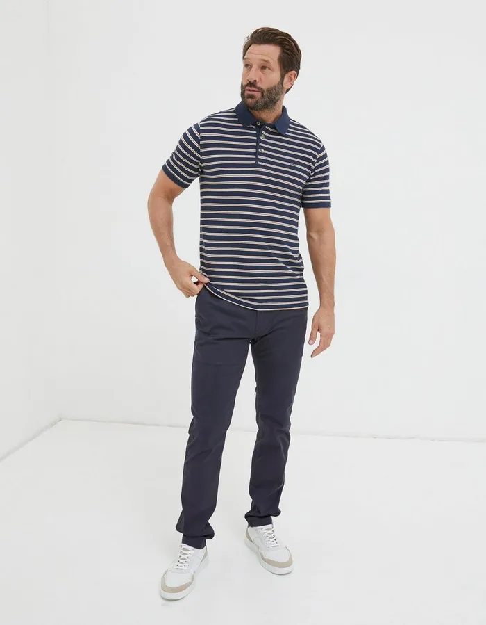 Organic Cotton Stripe Polo Navy Men FatFace Polo Shirts