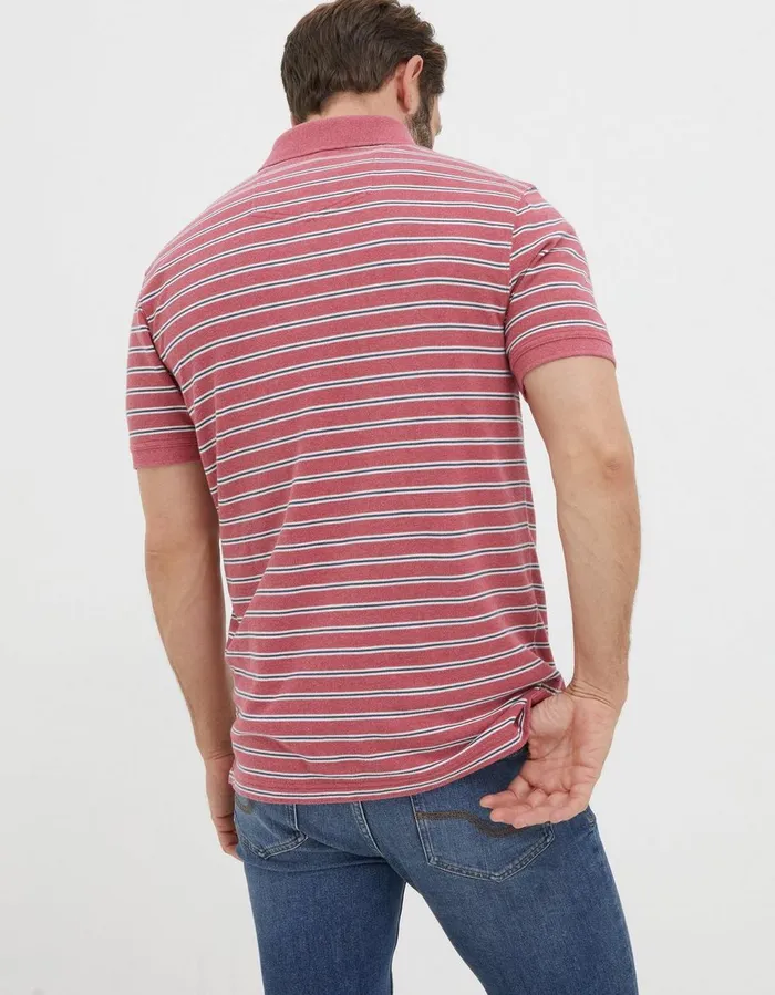 Organic Cotton Stripe Polo Rose Pink Men FatFace Polo Shirts