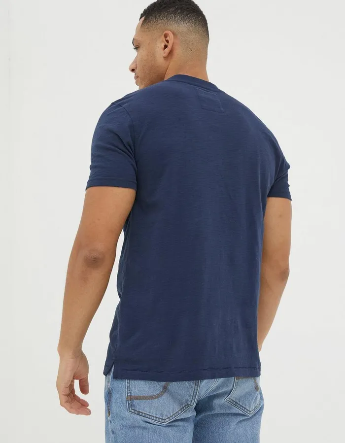Organic Cotton Woodside Slub Henley Navy Men FatFace TShirts