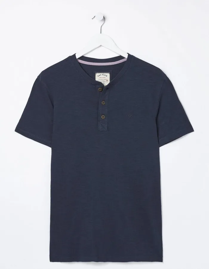 Organic Cotton Woodside Slub Henley Navy Men FatFace TShirts