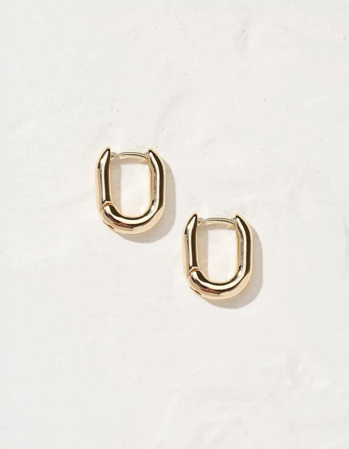 Oval Huggy Hoop Earrings Gold Women FatFace Jewellery