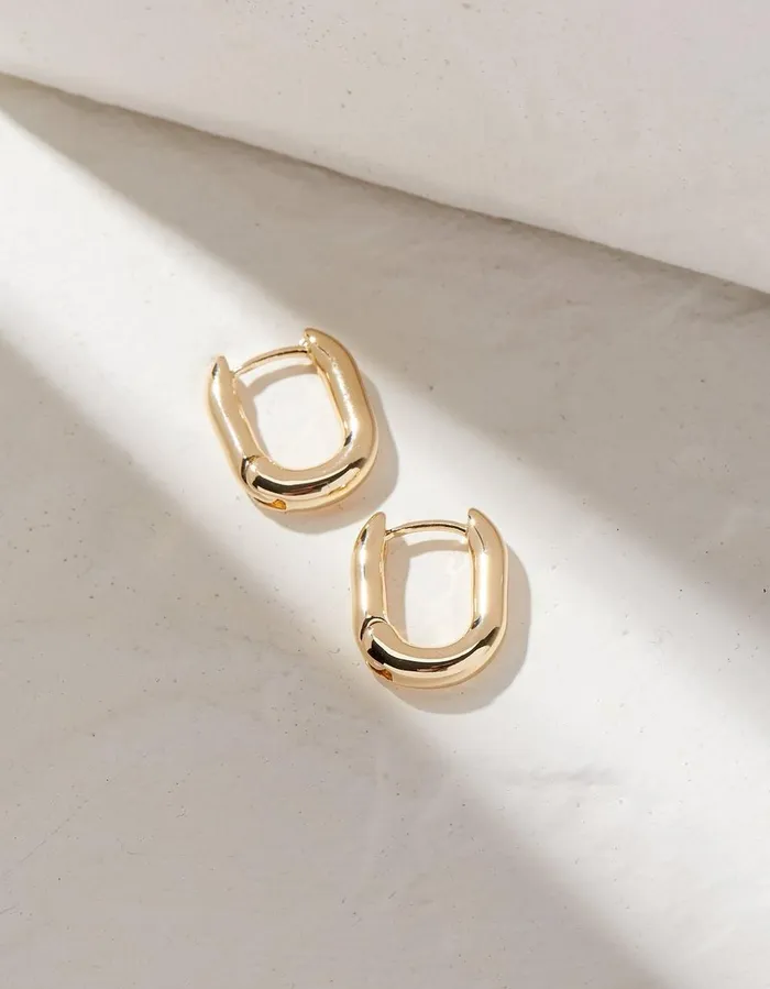 Oval Huggy Hoop Earrings Gold Women FatFace Jewellery