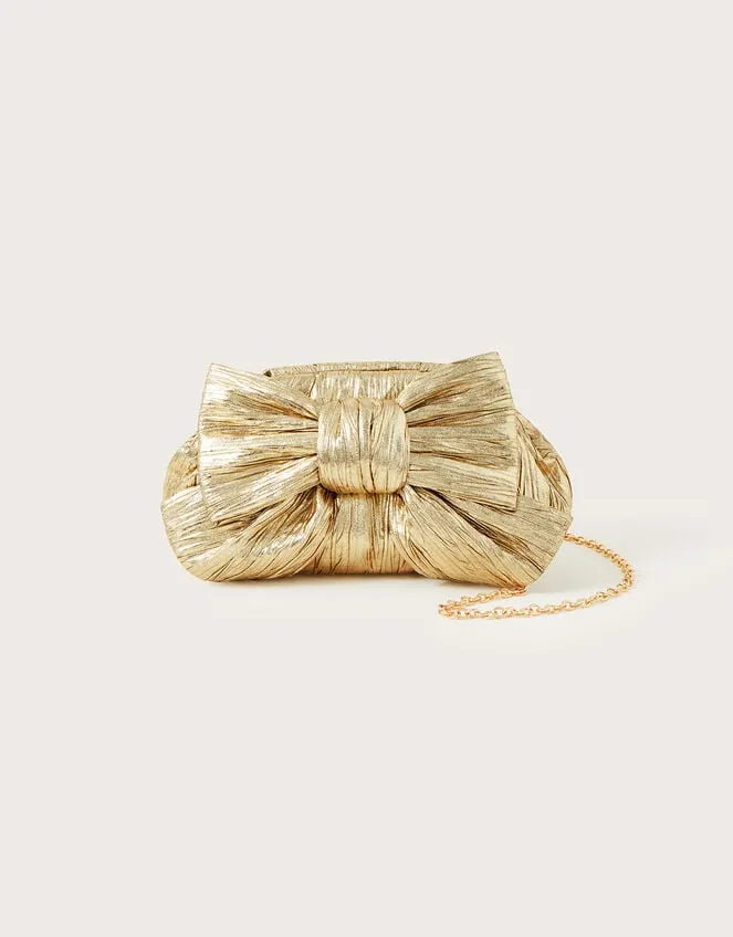 Oversized Bow Metallic Bag Women Monsoon Bags and Purses