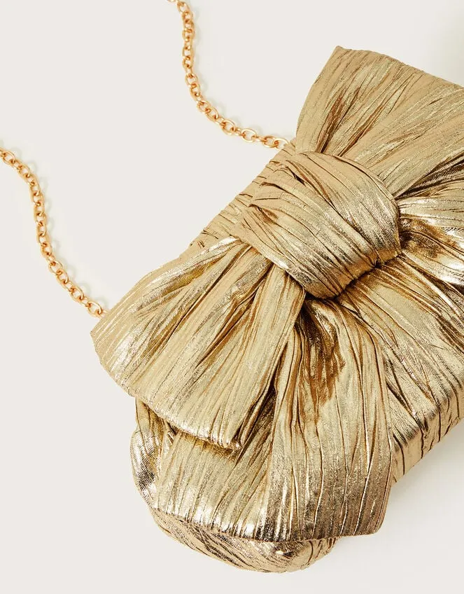 Oversized Bow Metallic Bag Women Monsoon Bags and Purses