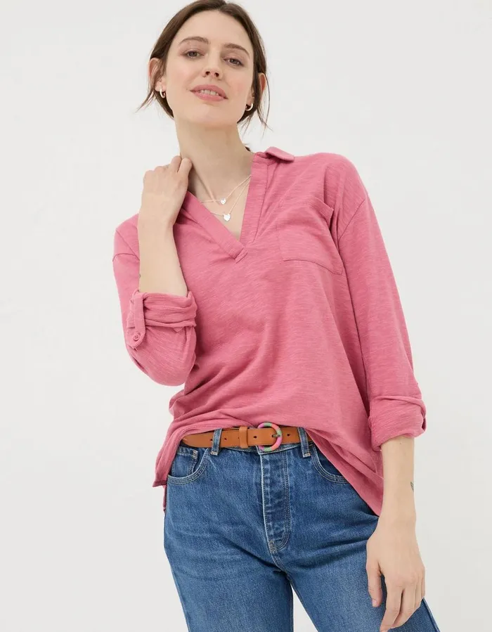 Paige Jersey Shirt Rose Pink Women FatFace Shirts and Blouses