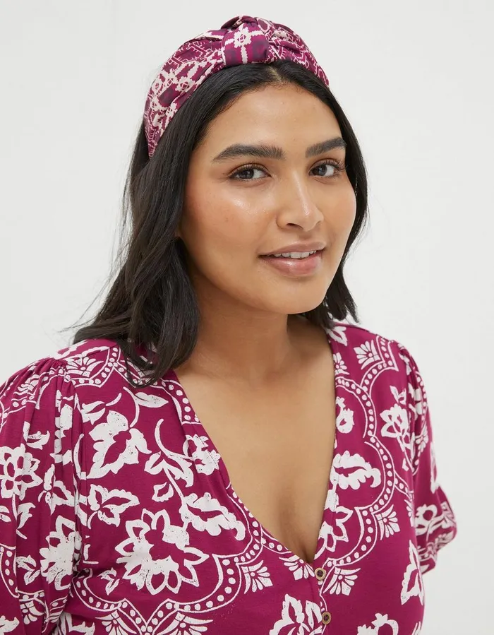 Patchwork Geo Head Band Purple Women FatFace Hair Accessories