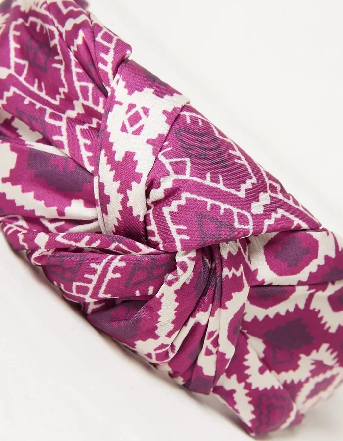 Patchwork Geo Head Band Purple Women FatFace Hair Accessories
