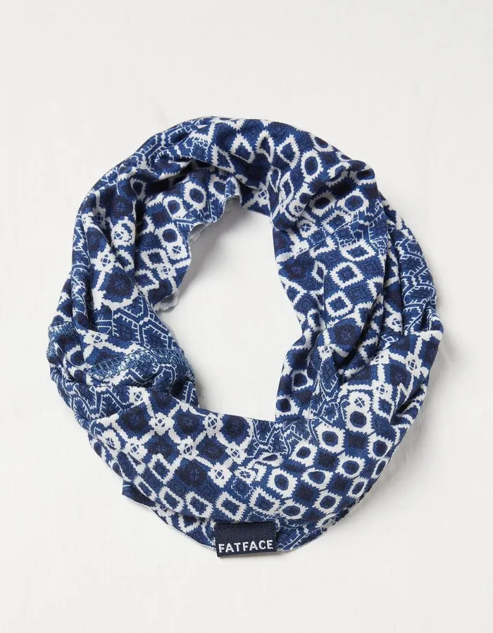 Patchwork Geo Multi Snood Navy Women FatFace Scarves