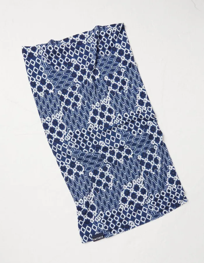 Patchwork Geo Multi Snood Navy Women FatFace Scarves