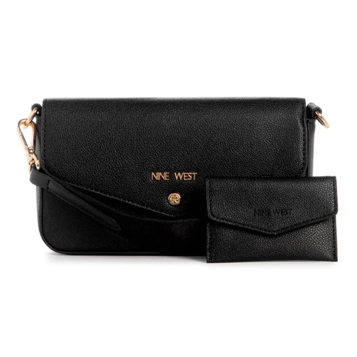 Peaches Crossbody Flap With Card Case Black WomenMen Nine West Crossbody