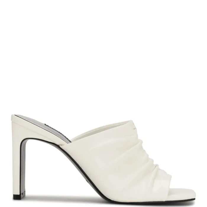 Peary Heeled Slide Sandals White Women Nine West Heels