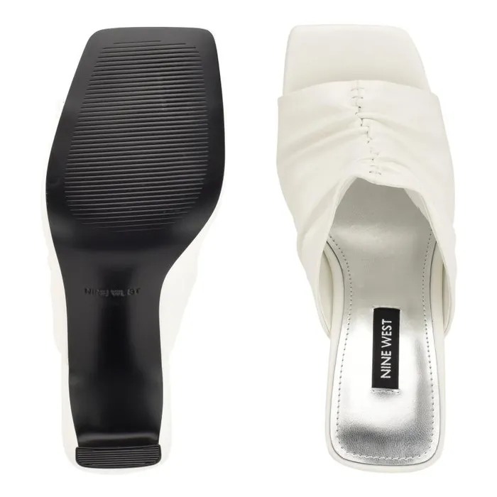 Peary Heeled Slide Sandals White Women Nine West Heels