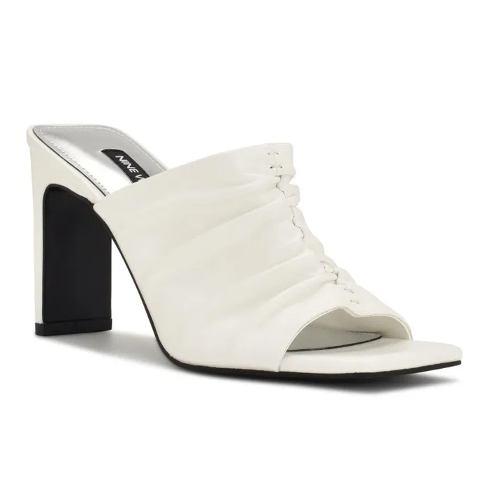 Peary Heeled Slide Sandals White Women Nine West Sandals