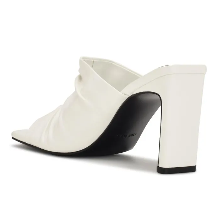 Peary Heeled Slide Sandals White Women Nine West Sandals
