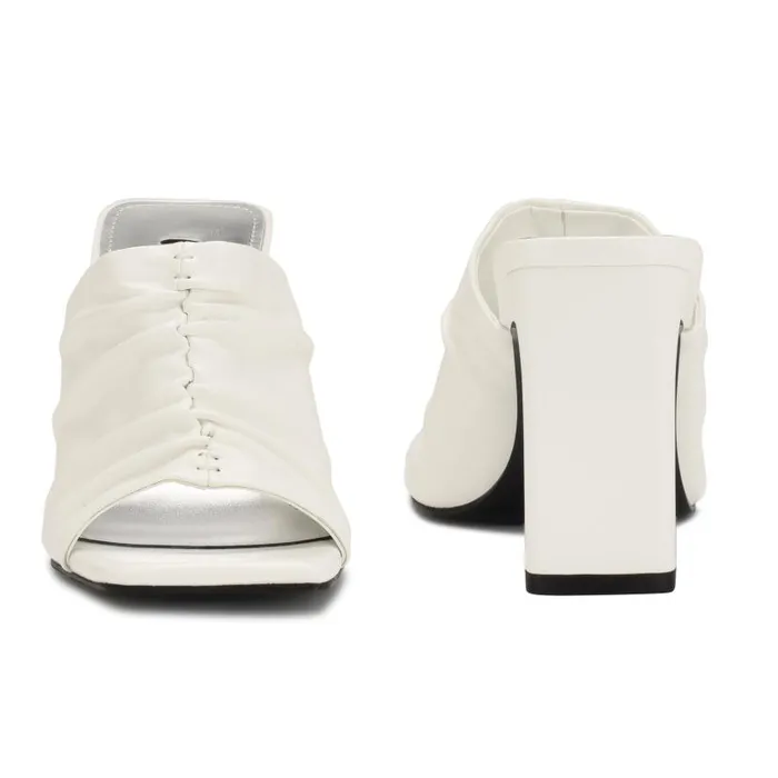 Peary Heeled Slide Sandals White Women Nine West Sandals