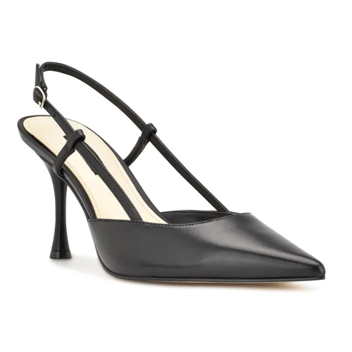 Peni Slingback Pumps Black Leather Women Nine West Heels