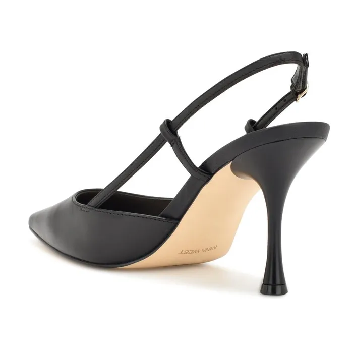 Peni Slingback Pumps Black Leather Women Nine West Heels