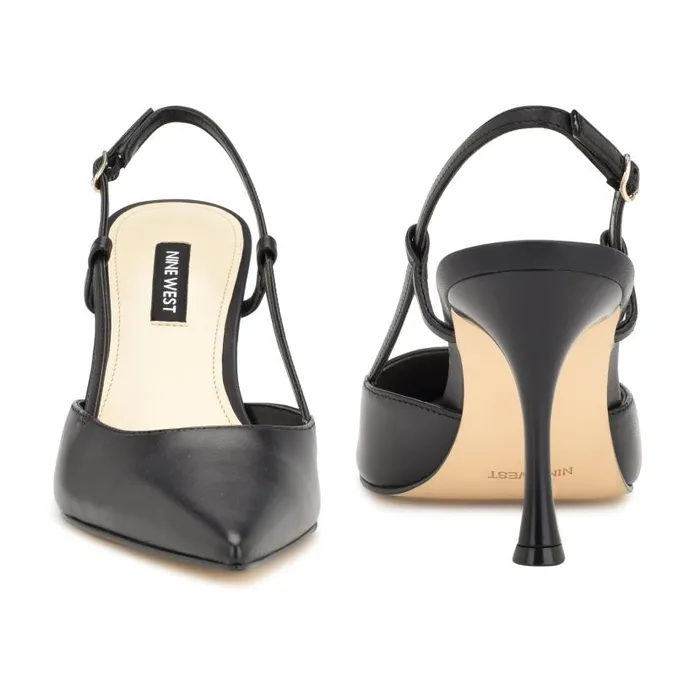 Peni Slingback Pumps Black Leather Women Nine West Heels