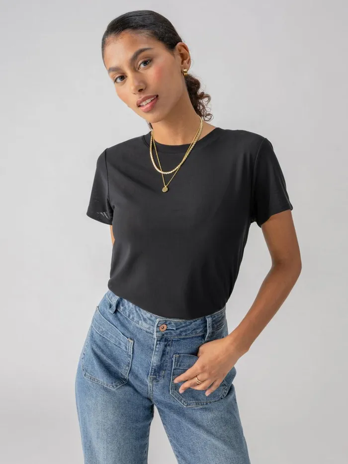 Perfect Mesh Tee Black Women Sanctuary Clothing Tees and Tops