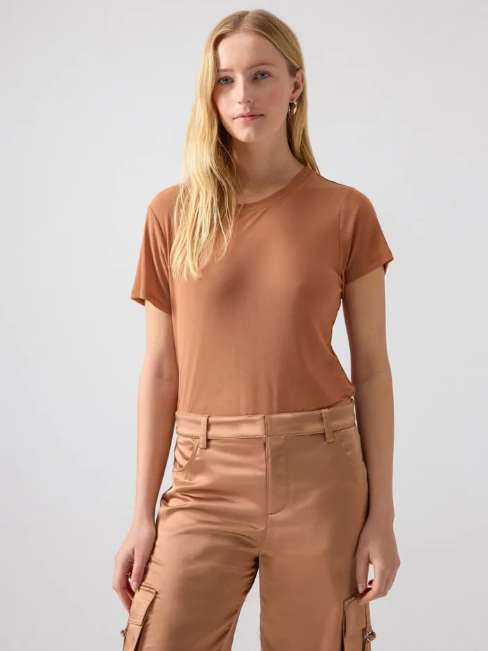 Perfect Mesh Tee Mocha Mousse Women Sanctuary Clothing Tees and Tops