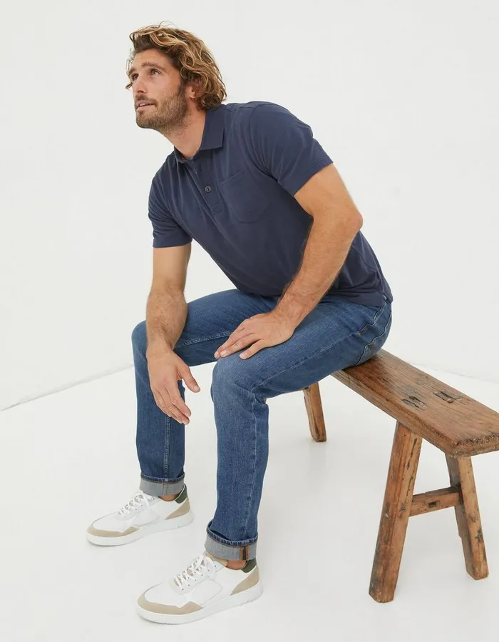 Perranporth Polo Navy Men FatFace Polo Shirts