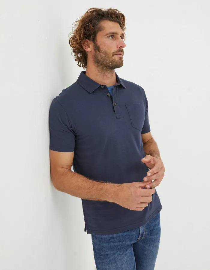 Perranporth Polo Navy Men FatFace Polo Shirts