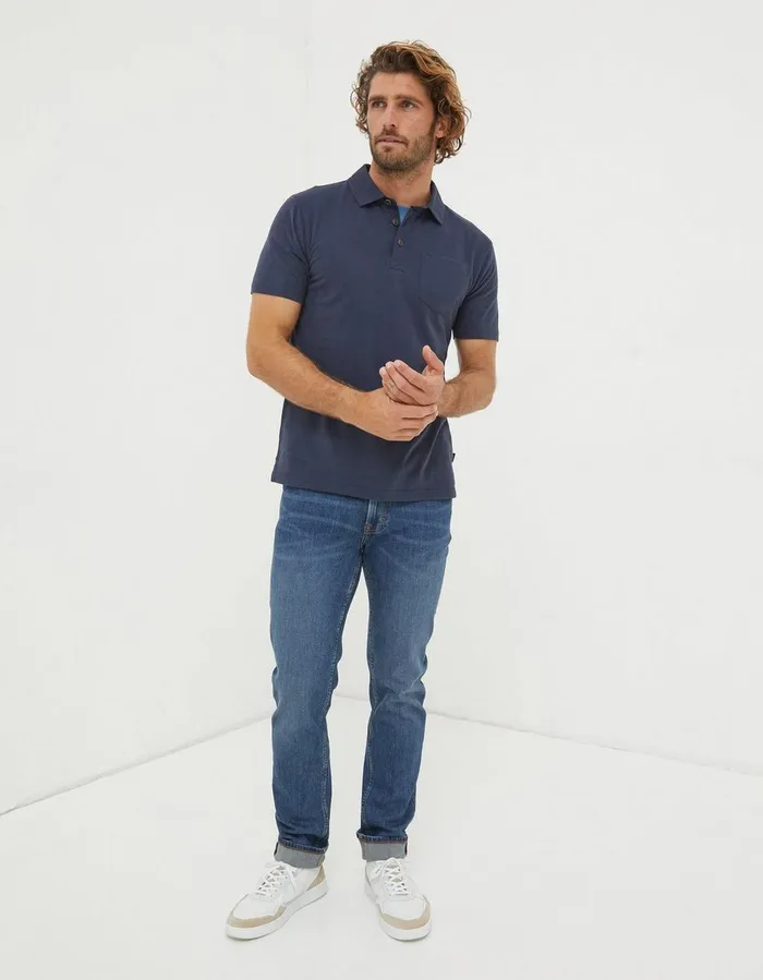 Perranporth Polo Navy Men FatFace Polo Shirts