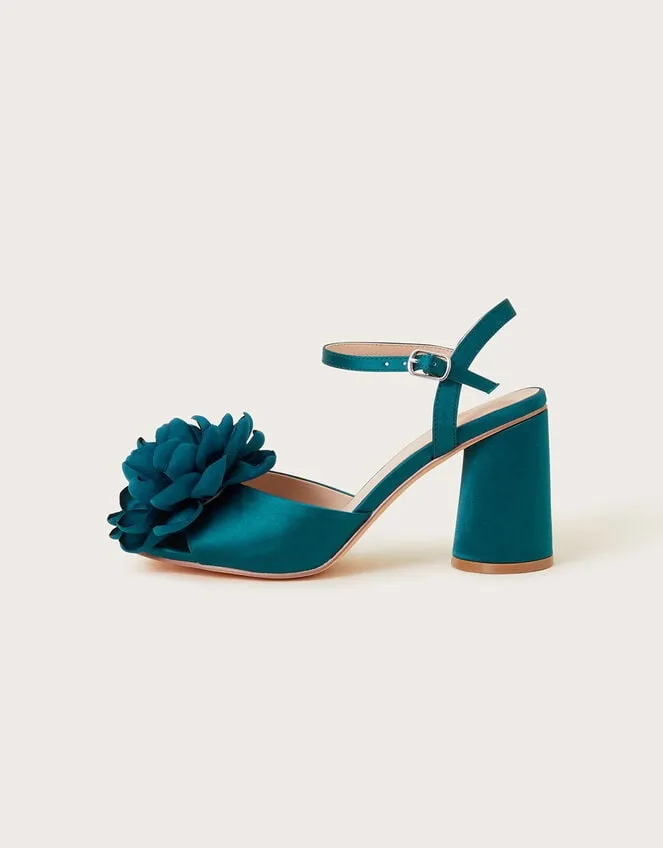 Petal Corsage Satin Heel Sandals Teal Women Monsoon Sandals