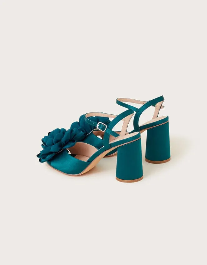 Petal Corsage Satin Heel Sandals Teal Women Monsoon Sandals
