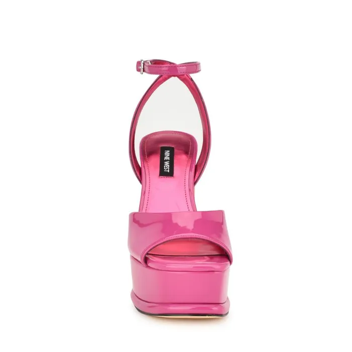 Platt Platform Ankle Strap Sandals Pink Patent Women Nine West Sandals
