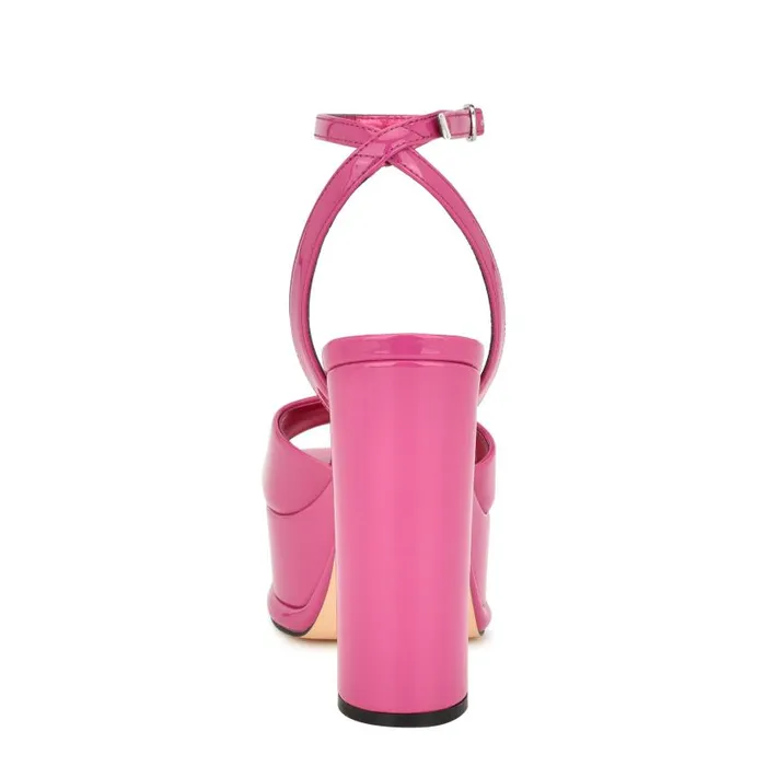 Platt Platform Ankle Strap Sandals Pink Patent Women Nine West Sandals
