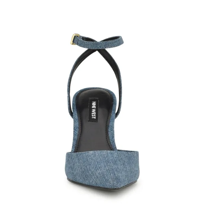 Plaza Ankle Strap Pumps Denim Women Nine West Heels