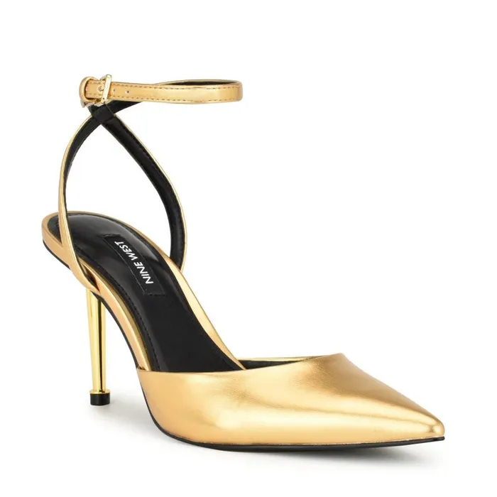 Plaza Ankle Strap Pumps Platino Women Nine West Heels