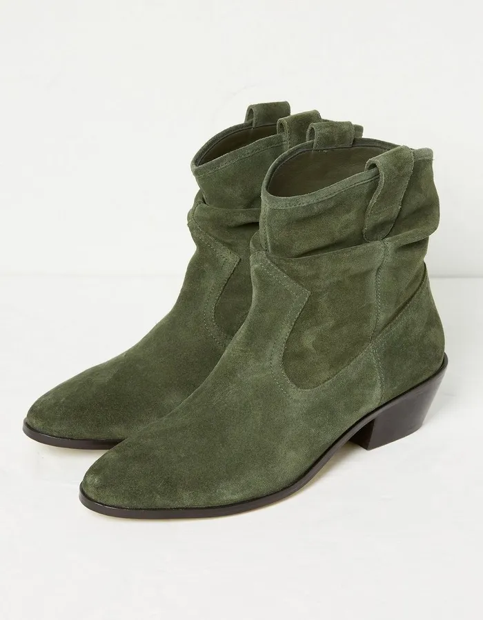 Polly Western Ankle Slouch Boot Green Women FatFace Boots