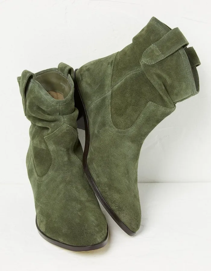Polly Western Ankle Slouch Boot Green Women FatFace Boots