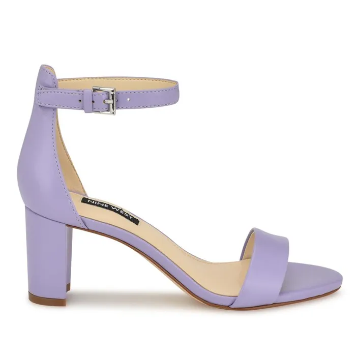 Pruce Ankle Strap Block Heel Sandals Lilac Women Nine West Heels