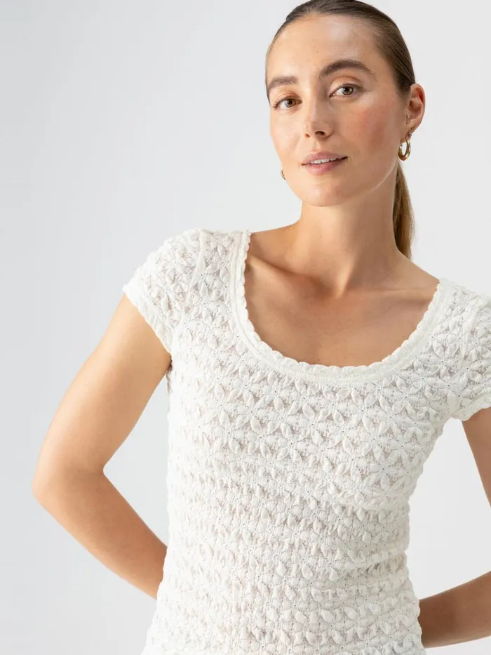Pucker Up Lace Scoop Cap Tee Milk Women Sanctuary Clothing Tees and Tops Pucker Up Lace Scoop Cap Tee Milk Women Sanctuary Clothing Tees and Tops