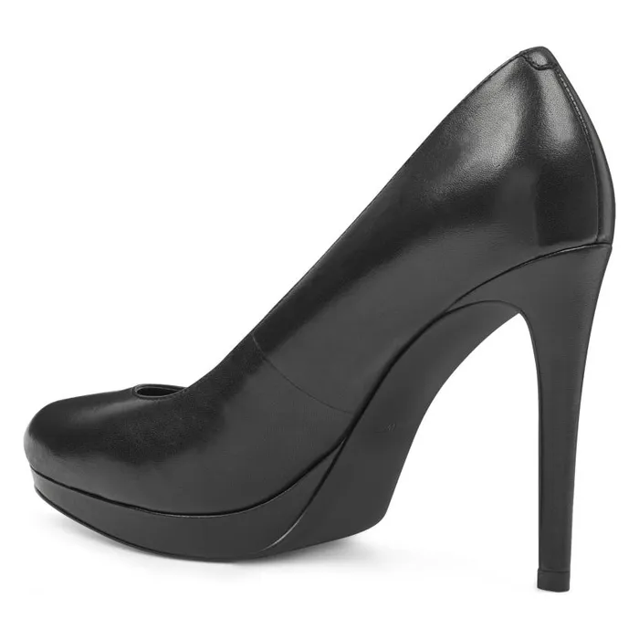 Quabree Platform Pumps Black Leather Women Nine West Heels