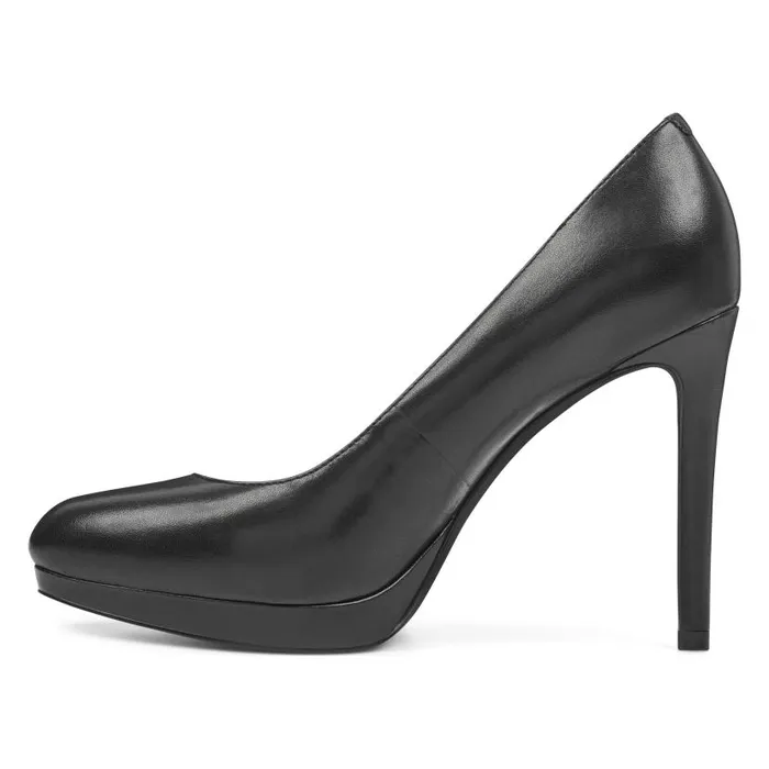 Quabree Platform Pumps Black Leather Women Nine West Heels