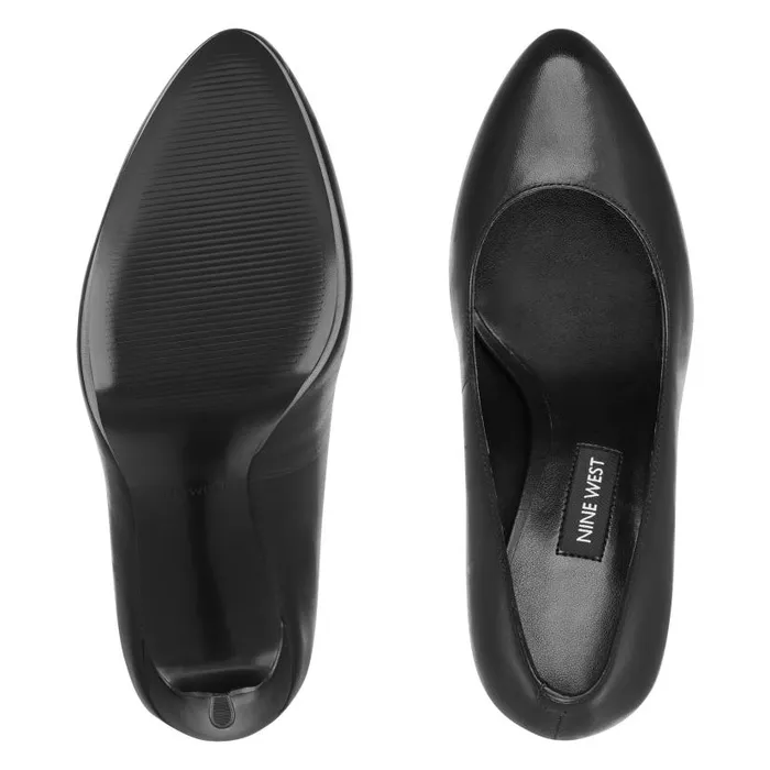 Quabree Platform Pumps Black Leather Women Nine West Heels