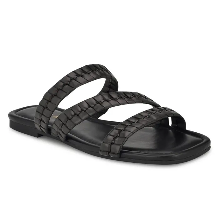 Quinlea Flat Strappy Sandals Black Women Nine West Sandals