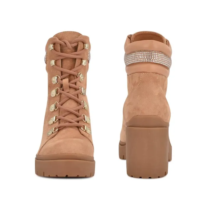 Qwork Lug Sole Booties Tan Suede Women Nine West Boots and Booties