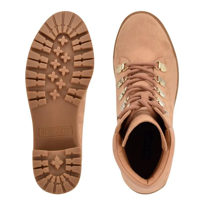 Qwork Lug Sole Booties Tan Suede Women Nine West Boots and Booties